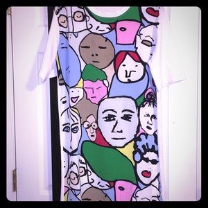 Many faces Graphic T-shirt dress